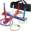 Wooden Ring Toss Game Set Includes Wood Base for Kids, Indoor & Outdoor Game for Family and Adults