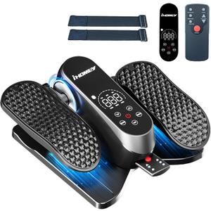 Under Desk Elliptical Machine, Electric Leg Exerciser for Seniors with 12 Adjustable Speeds, Auto & HR Modes, Portable Quiet Seated Pedal Exerciser with Remote Control