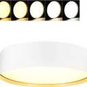 CLOUDY BAY 9 inch 5CCT 1200LM LED Flush Mount Ceiling Light Fixture,Sandy White with Gold Inside,2700K/3000K/3500K/4000K/5000K Selectable Selectable,120V 18W CRI90+,Dimmable