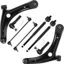 Front Lower Control Arms w/Ball Joint Sway Bar Tie Rods Replacement Suspension Kit for 2009-2012 Dodge Caliber, 2007-2017 Jeep Compass, 2007-2017 Jeep Patriot (8pc)