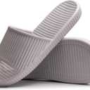 Happy Lily Shower Shoes, Women & Mens Shower Slippers, Slides Sandals Pool Slides House Slippers Non-Slip Indoor Bathroom Shoes Beach Sandals (8.5-9.5 Women/7.5-8.5 Men, Grey)