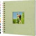 Linen Covered Scrapbook Photo Album, 8x8 Inches with Hardcover Kraft White Pages - Ideal for Travel, Wedding, Guest Book, Christmas, Baby Shower (20 Sheets/40 Pages) (Grassgreen)