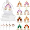Nosiny Mini Rainbow Macrame Keychains Rainbow Party Favors Organza Bags Thank You Tags for Birthday Bridal Baby Shower Wedding Guest Gifts Bohemian Hippie Party Supplies (8 Set)