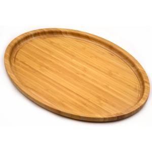 Bamber Large Size Bamboo Serving Tray, Oval, 15.5 x 11.8 x 0.8 Inches
