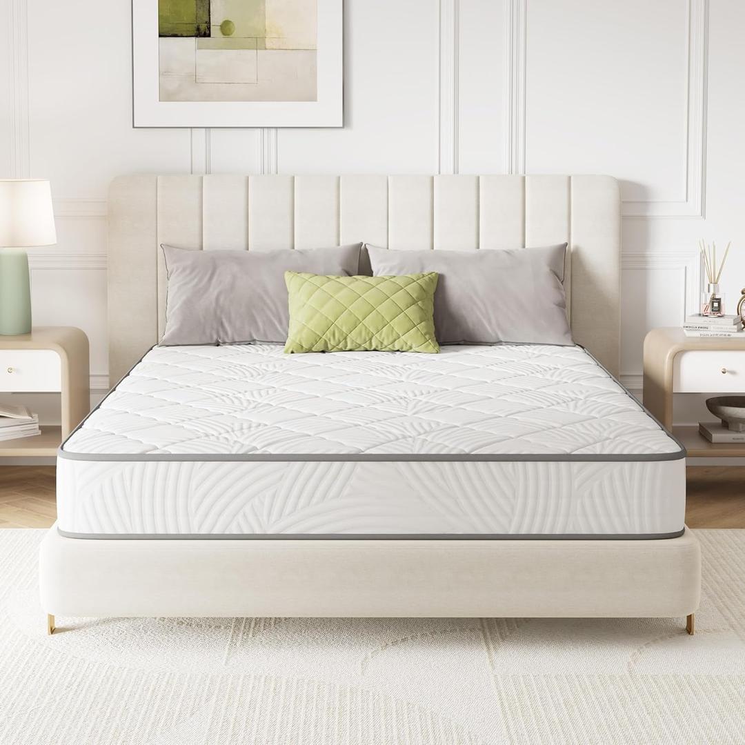 Novilla Queen Mattress, 8 Inch Queen Size Mattress Hybrid with Comfy Support, Bed Mattresses in a Box with Individual Pocket Springs for Motion Isolation & Pressure Relief, Certipur-Us Certified (White)