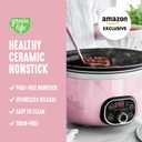 GreenLife 8QT Slow Cooker, Non-Toxic PFAS-Free Ceramic Nonstick Removable Interior Bowl, Programmable, Family Friendly, Keep Warm, Stovetop & Oven Safe, Dishwasher Safe Crock, Timer, Glass Lid, Pink