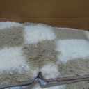 KICMOR Rugs for Living Room, 5x8 Fluffy Soft Beige and Cream White Checkered Shag Area Rug Large Fuzzy Shaggy Bedroom Carpet, Plush Rug for Kids Boys Girls Teen Dorm Nursery Home Decor Aesthetic (5 x 8 Feet, Beige / Cream White)