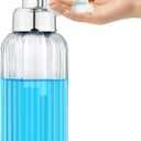 Automatic Soap Dispenser Foam for Bathroom: 16 OZ Glass Clear Touch Dispense Modern Large Foaming Soap Dispenser for Kitchen - Hand Sink Dish Lotion Countertop Couple Kids Home - Waterproof Labels