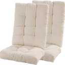 Rocking Chair Cushion, Premium Corduroy Seat and Back Cushion with Ties, Suitable for Indoor/Outdoor Rocker, Pack of 2, Beige (Set of 2)