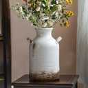 Quoowiit Ceramic Rustic Farmhouse Vase, 14 Inch Distressed Decorative Flower Vase for Home Decor, Large White Vase for Living Room Bedroom Kitchen Office Decor Centerpiece Table Decorations