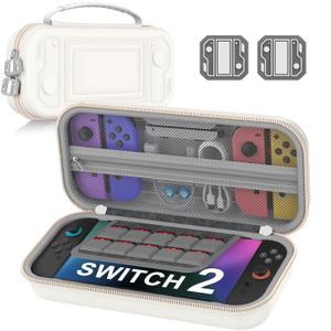 2 x LIFUFUTEE Switch 2 Case for Nintendo Switch 2 (2025)  Switch Carrying Case Shockproof Hard Shell Protective for Switch 2 Accessories, Portable Travel Case Holds 10 Game Cartridges (Black-Small)