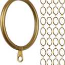 Meriville 28 pcs Gold 1.5-Inch Inner Diameter Metal Curtain Rings with Eyelets, Fits Up to 1 1/4-Inch Rod