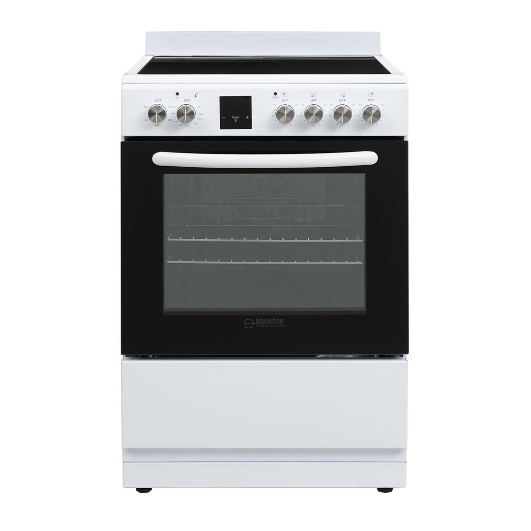 Equator 24" Electric Range in White, Ceramic Cooktop, Convection Oven & Air Fry Function  Compact Freestanding Stove for Baking, Broiling, Grilling, Air Frying & Everyday Cooking