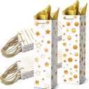 Ovveroche 20 Pack Wine Gift Bags with Handles and Tissue Paper Gold Foil Wine Bottle Gift Bags for Holiday Party Birthday Wedding