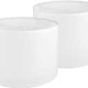 White Lamp shades Set of 2, Medium Fabric Lampshades for Table Lamps, Floor Lamps, 13" Top x 13" Bottom x 10" High (Spider Fitter) Hand Crafted Replacement Lampshades, Easy Assembl