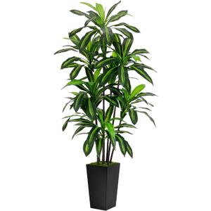 Artificial Dracaena Tree 6FT - Faux Tree with Black Tall Planter - Fake Tropical Yucca Floor Plant Potted - Artificial Silk Tree for Home Office Living Room Decor Indoor