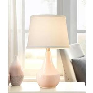 Table Lamp 18.63 Ceramic Lamp Classic Beside Lamps Nightstand Lamp Modern Bedside Lamp for Living Room, Bedroom & Office Rocker Switch, 
Pink-LED Bulbs Included