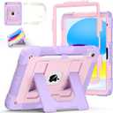Case for iPad A16 11th/10th Generation 11/10.9 Inch 2025/2022, Ubearkk for iPad a16 case Military Grade Fully-Body Rugged Shockproof Cases with Large Kickstand Pen Holder Shoulder Strap, Purple Pink