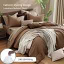Monbix King Size Comforter Set, Brown King Bedding Set Reversible, King Comforter Set 7 Pieces, Cationic Dyeing Bed in a Bag with Comforter, Sheets, Pillowcases & Shams