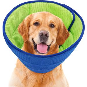 Soft Dog Cone Collar Alternative - Adjustable Comfy Cones for Large/Medium/Small Dogs to Stop Licking After Surgery, Comfortable Fabric Elizabethan Collars, Head Cone of Shame for Neuter Recovery - L