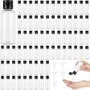 100 Pack 2 oz Plastic Empty Travel Bottles with Flip Cap 60ml Travel Size Containers Portable Leak Proof Clear Plastic Bottles Refillable Dispensing Bottles for Liquid Shampoo Lotion Black