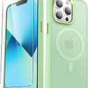 for iPhone 13 Pro Max Case, Matte Magnetic Phone Case with 1 Screen Protector, Support for Magsafe, Translucent Frosted Slim Shockproof Protective Cover for iPhone 13 Pro Max 6.7 inch, Mint Green
