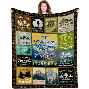 Hiking Blanket Gifts for Men, for Women, Hiking Lovers Gifts for Women, Blanket for Hiker Outdoor RV Travel Warm Throw Blanket for Sofa, for Holiday, Birthday, Gifts for Chritsmas Thanksgiving 50x60in