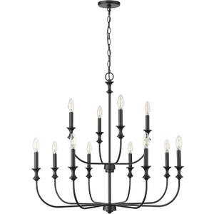 ML Lighting 29612-MB Savanne 12-Light Chandelier Ceiling Light in Matte Black Finish, 34-Inch