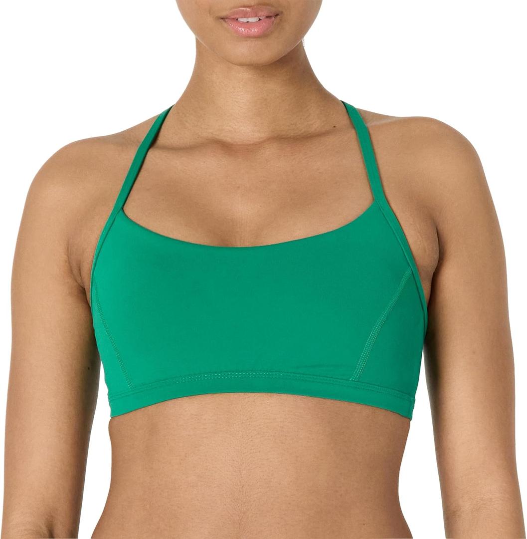 Amazon Essentials Womens Active FormFlex Buttery Soft Light Support Y-Back Thin Strap Yoga Sports Bra (XX-Large, Emerald Green)