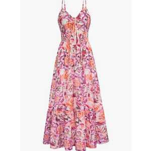 GRACE KARIN Women's 2025 Summer Maxi Dress Floral Tie Front Spaghetti Strap Casual Boho Beach Flowy Sundress with Pockets, Size S