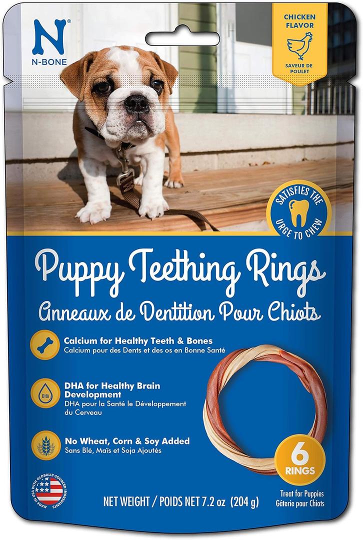 N-Bone Puppy Teething Ring, Chicken Flavor, 6 Count bag (EXP 09/18/27)