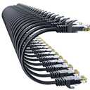 Cat 6 Ethernet Cable 1FT (24Pack), Cat6 Ethernet Patch Cable 10Gbps, High-Speed UTP Cat6 Network Cable Pure Copper, Cat 6 Cable for Home and Office Network, Black