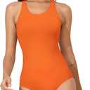 Beautikini Period Swimwear Women's One Piece Leak Proof Menstrual Bathing Suit Racerback Training Swimsuit for Teens Girls (Tropical Orange), Size XXS