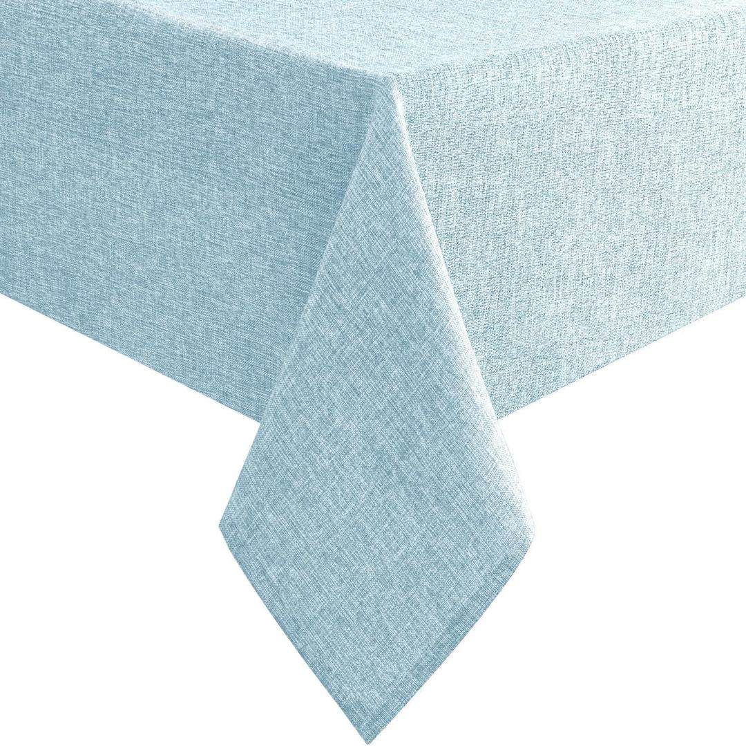 Hiasan Faux Linen Rectangle Tablecloth - Wrinkle and Stain Resistant Washable Table Cloth for Kitchen Dining Room Holiday Table Cover for Dinner, Lux Slate Blue, 60 x 102 Inch