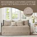 Madison Park Daybed Cover Set Damask Quilted Cover for Daybeds, All Season, Pre-Washed Cotton-Filled Coastal Bedding with Scallop Edge, Shams, Bedskirt, Dcor Pillows, Tuscany, Daybed Khaki 6 Piece, 75"x39"