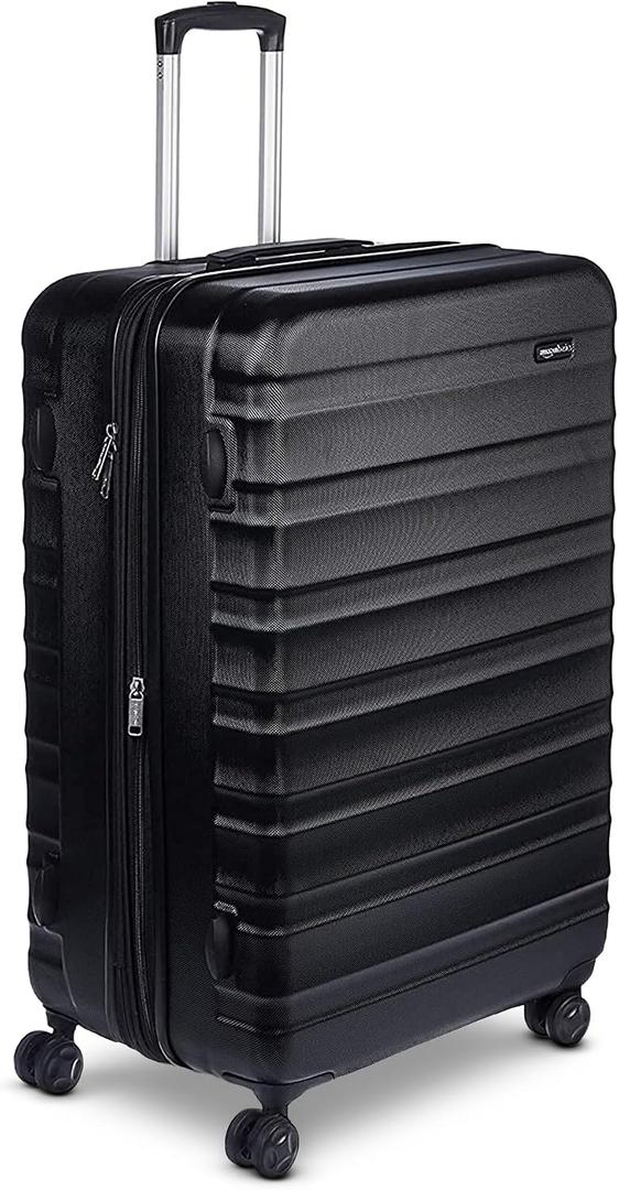 Amazon Basics 30" Hardside Large Checked Luggage, Hardshell Suitcase With Four Multi-directional Wheels, Expandable For Up to 15% More Space, Scratch-Resistant Shell, Black