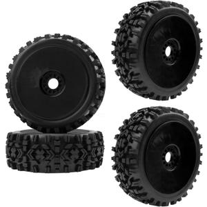 ShareGoo RC Hobby OD 4.72" 1/8 Scale RC Buggy Wheels & Rubber Tires 17mm Hex Rims Compatible with Arrma Typhon 3S 6S Kyosho Losi 8IGHT Traxxas Redcat HSP HPI 1/8 Scale Off Road Car Buggy (Black)