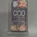 IWONE Compatible for iPhone 16 Plus Case Cute with Card Holder Shockproof Slim Slot Phone Wallet Cover for Women/ Bible Christian Verses Design Lyrics Religion Theme