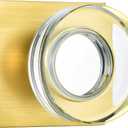 coolnews Passage Function Clear Crystal Glass Door Knobs Interior, Modern Gold Door Knob with Square Plate, Satin Brass Finish