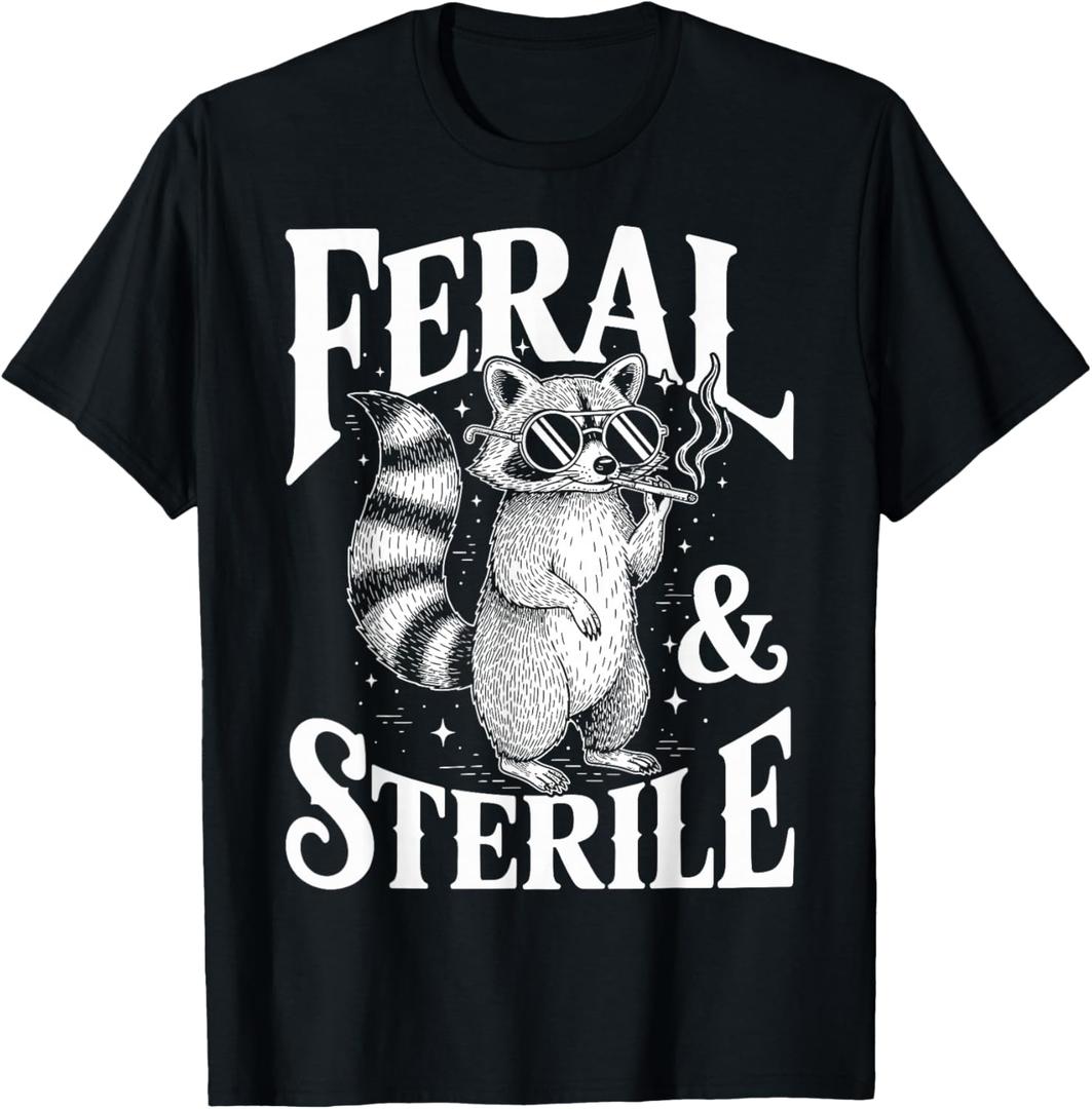 Feral & Sterile Raccoon Childfree Hysterectomy Vasectomy T-Shirt, Medium