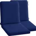 High Back Outdoor Chair Cushions Set of 2-44''x20'' Patio Dining Chair Cushions with Waterproof, Fade-Resistant, Removable & Machine-Washable Covers, Navy Blue