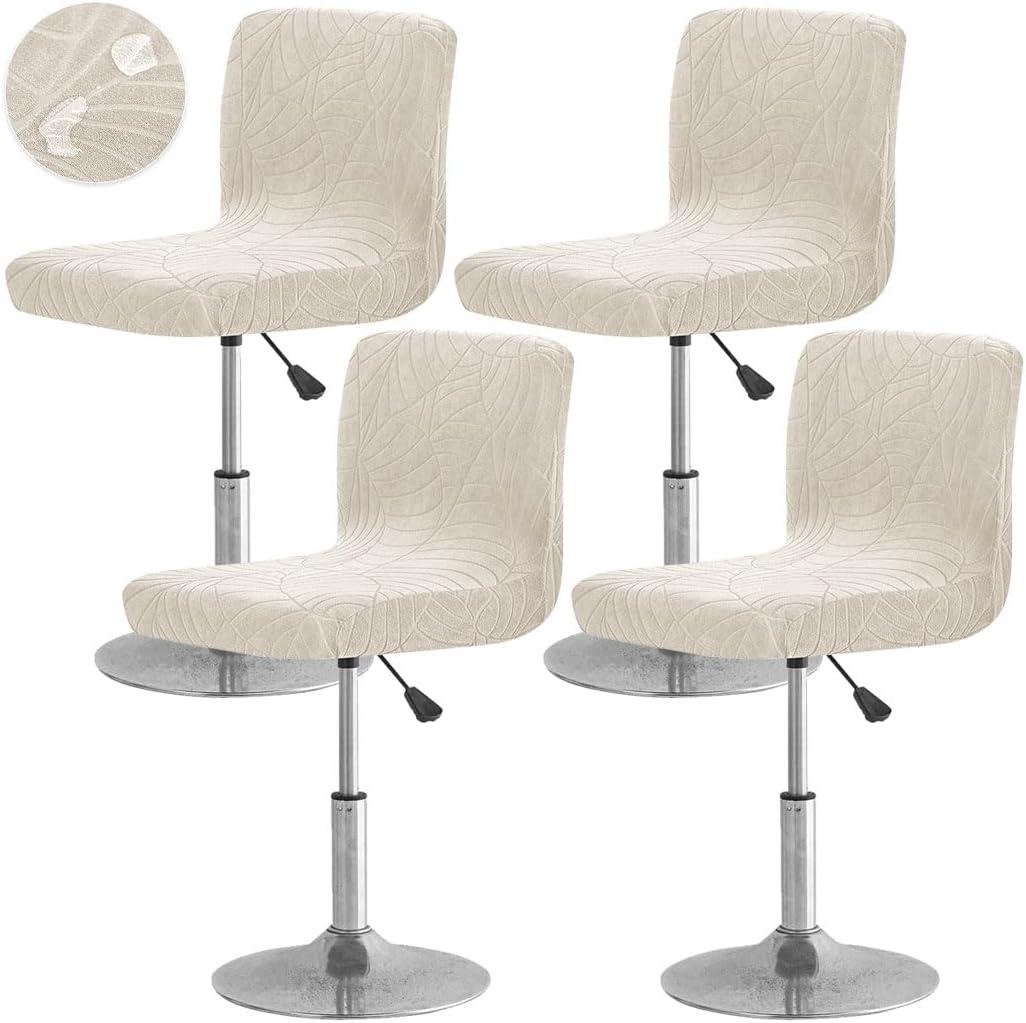 Bar Stool Cover with Back Waterproof Counter Height Bar Stool Slipcovers Stretch Swivel Barstools Slipcovers Pub Counter Chairs Covers for Kitchen Island Home Bar 4 Pack Beige-Yellow