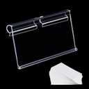 80pcs Plastic Label Holder Retail Sign PVC Clear Shelf Label Holder on Hook (Includes 100 Pieces Label Inserts) (1.65H*3.15L inch / 4 * 8 cm)