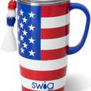 Swig Life 22oz Travel Mug, Insulated Tumbler with Handle and Lid, Cup Holder Friendly, Dishwasher Safe, Stainless Steel, Travel Coffee Cup, Insulated Mug with Li