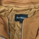 Tanming Womens Faux Leather Jacket Hooded Moto Biker Coat Outerwear Fall Fashion Outfits Winter Clothes (Large, Lightbrown)