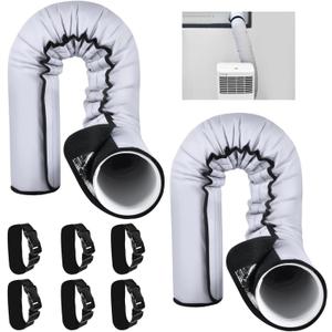 YoleShy 2 Pack Portable AC Hose Insulation Sleeve Thick Portable Air Conditioner Hose Cover Wrap for 5" & 5.9" Diameter Easy Installation AC Duct Insulation Wrap with 6 Adjustable Buckle Bands
