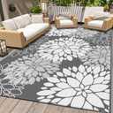 LuxStep Outdoor Rug Waterproof Outdoor Plastic Straw Rug Reversible Patio Rug Mat Outdoor Decor Large Area Mats for RV, Picnic, Backyard, Deck, Balcony, Porch, Beach, Camping, 5'x 8',Grey