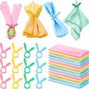 Domensi 24 Pcs Easter Pastel Cloth Napkin with Wooden Bunny Rings Set Reusable Fabric Spring Cocktail Napkin Rabbit Ring Holder for Wedding Baby Shower Dinner Party Table Supplies(18 x 18 Inch)
