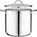 Stainless Steel Stockpot with Tempered Glass Lid 20 Quart, Durable 18/0 Stainless Steel, Impact-Bonded Base for Even Heating, Riveted Handles, Oven & All Stove Compatible, Safe Up To 500F (260C)