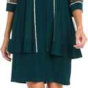 R&M Richards Women's 2-Piece Knee-Length Dress Set W/Sheer 3/4 Sleeve Embellished Jacket - Formal Cocktail Party Outfit (Green) 22 Plus